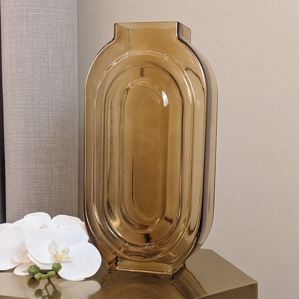 Nougat Tall Amber Glass Vase Accessories 