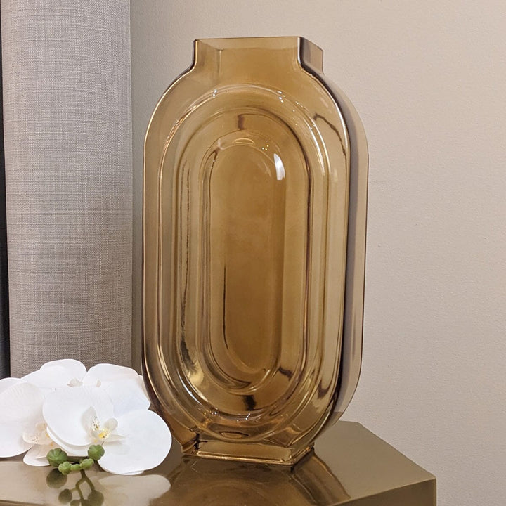 Nougat Tall Amber Glass Vase Accessories 