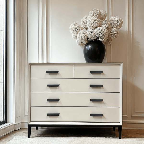 Nova Stone & Black 5 Drawer Chest Furniture 