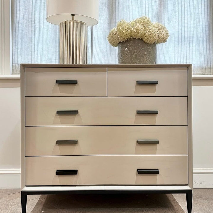 Nova Stone & Black 5 Drawer Chest Furniture 