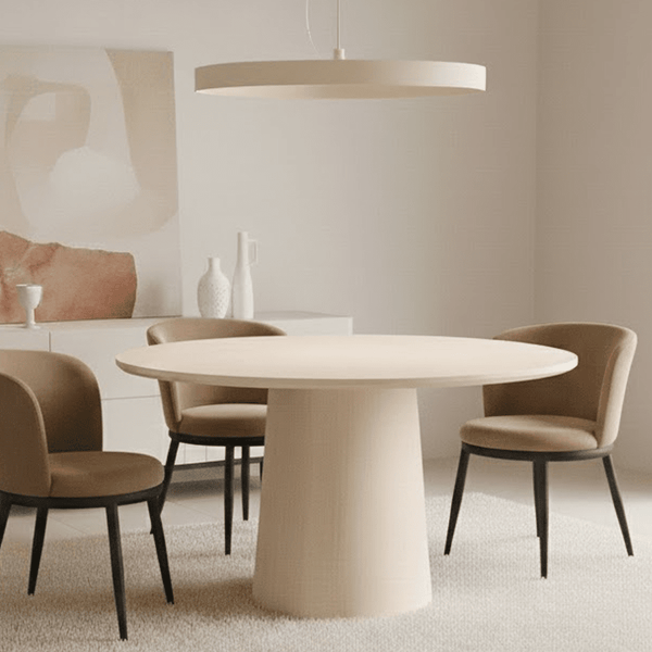 Novie Light Wood Effect Round Dining Table Furniture 