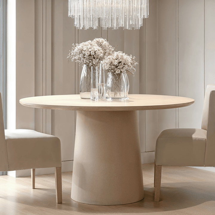 Novie Light Wood Effect Round Dining Table Furniture 