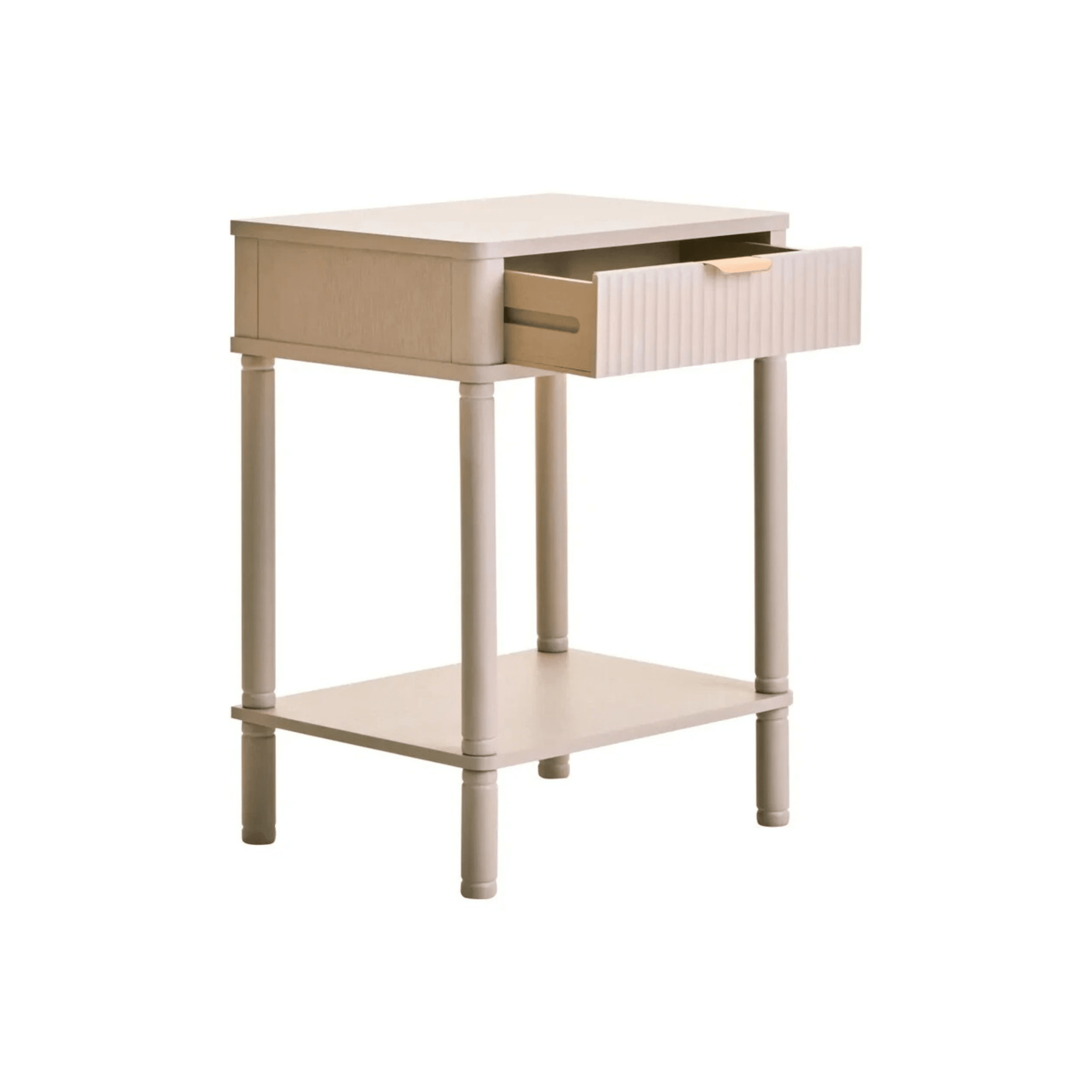 Nydia Cream Ribbed 1 Drawer Bedside Table Furniture 