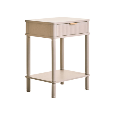 Nydia Cream Ribbed 1 Drawer Bedside Table Furniture 