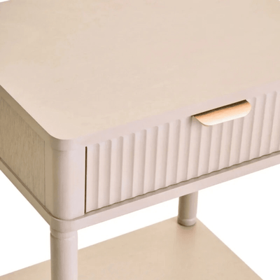 Nydia Cream Ribbed 1 Drawer Bedside Table Furniture 
