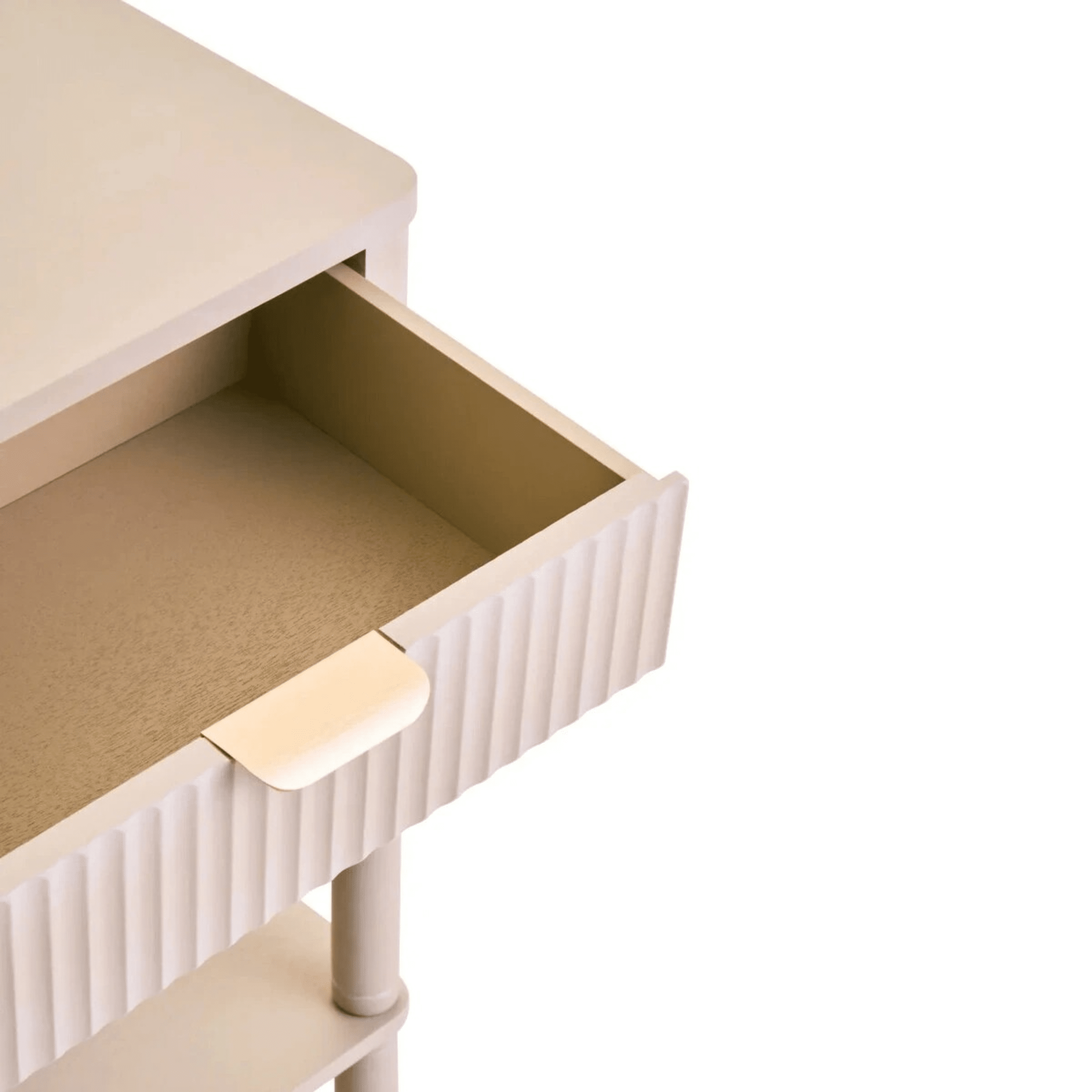 Nydia Cream Ribbed 1 Drawer Bedside Table Furniture 