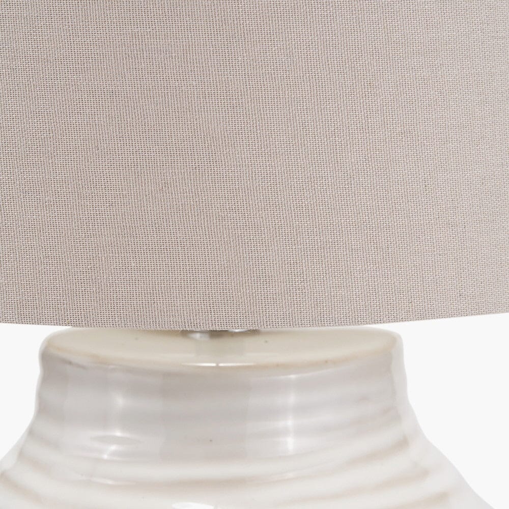 Nyelle White Textured Ceramic Floor Lamp with Linen Shade Lighting 