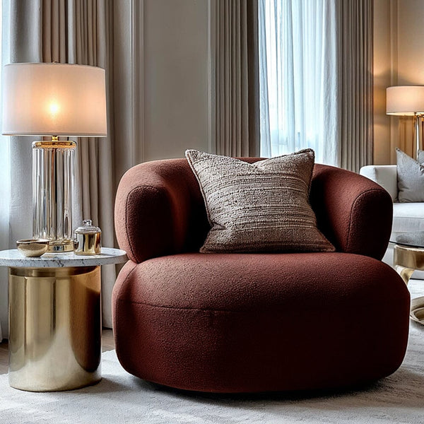 Nyra Terracotta Boucle Accent Chair Furniture 