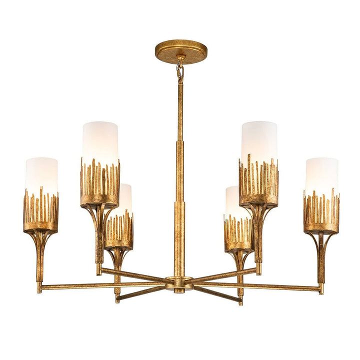 Nyx Antique Gold 6 Light Glass Ceiling Pendant Lighting 