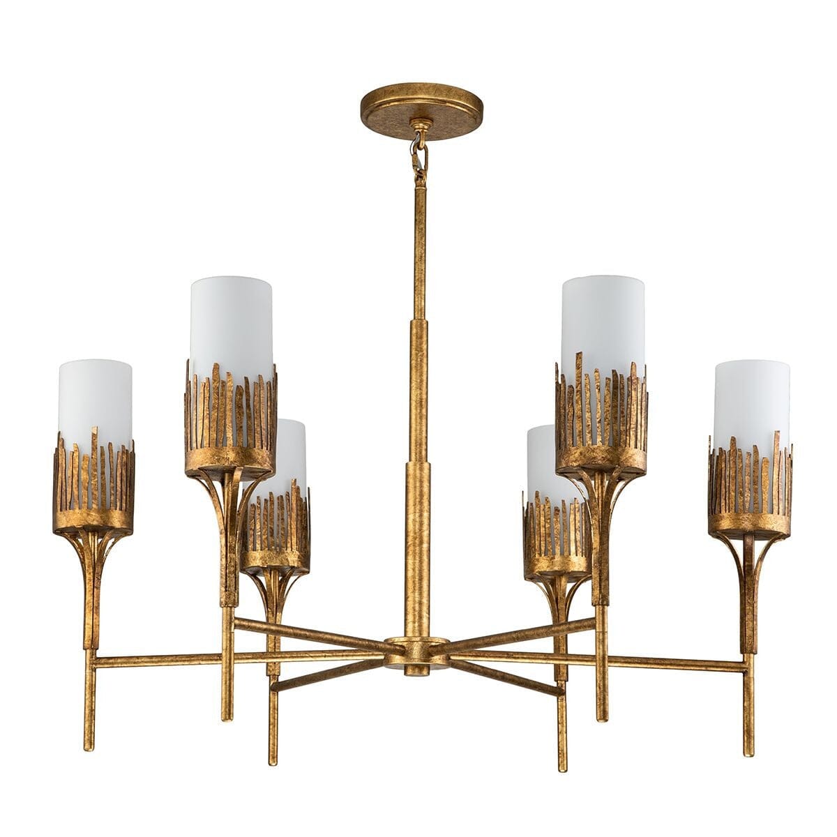 Nyx Antique Gold 6 Light Glass Ceiling Pendant Lighting 
