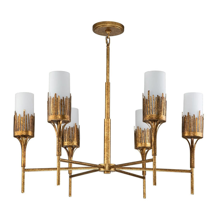 Nyx Antique Gold 6 Light Glass Ceiling Pendant Lighting 