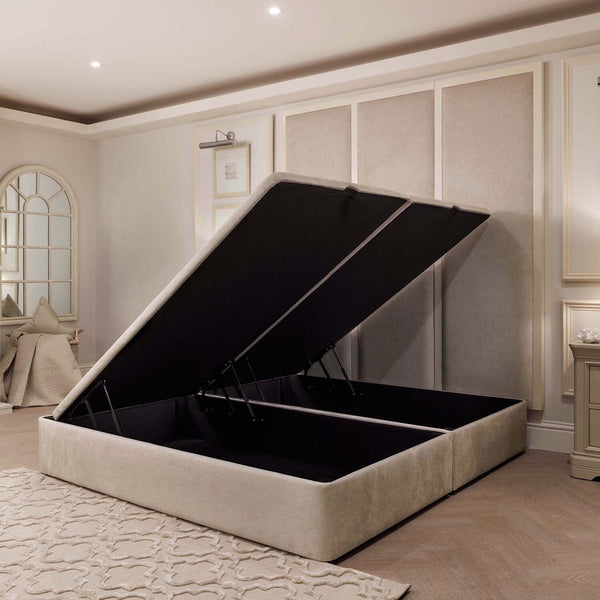 Oceania Stone Premium Velvet Ottoman Divan Bed Base - King MTO Beds and Headboards 