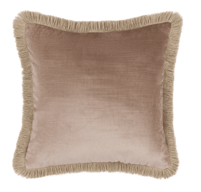 Odalys Dusky Pink Cushion with Fringe Detail - 43x43cm Textiles 