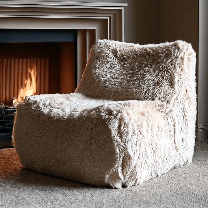 Odessa Cream Faux Sheepskin Swivel Accent Chair Furniture 