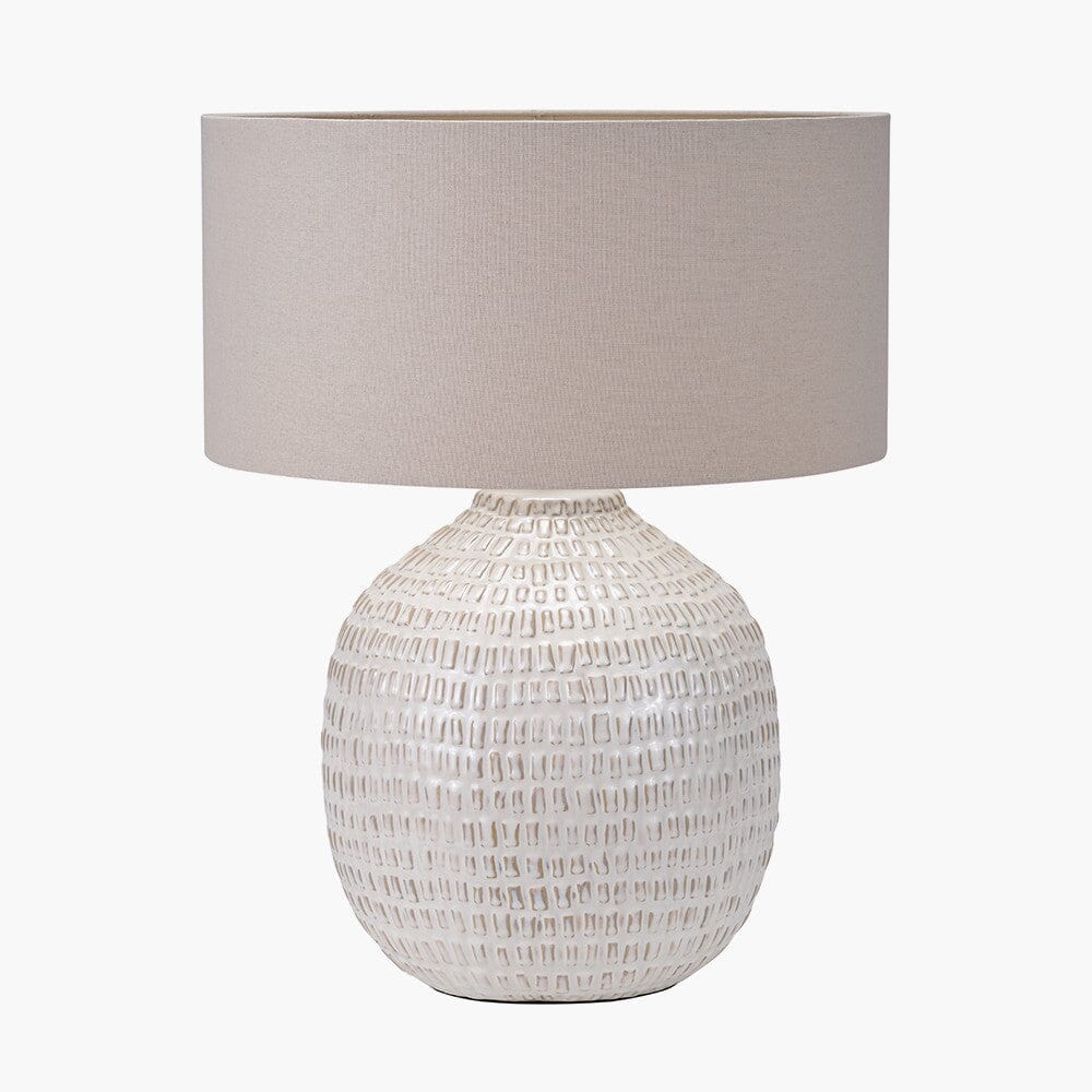 Ola Nautral Cermaic Linear Patterned Table Lamp Lighting 