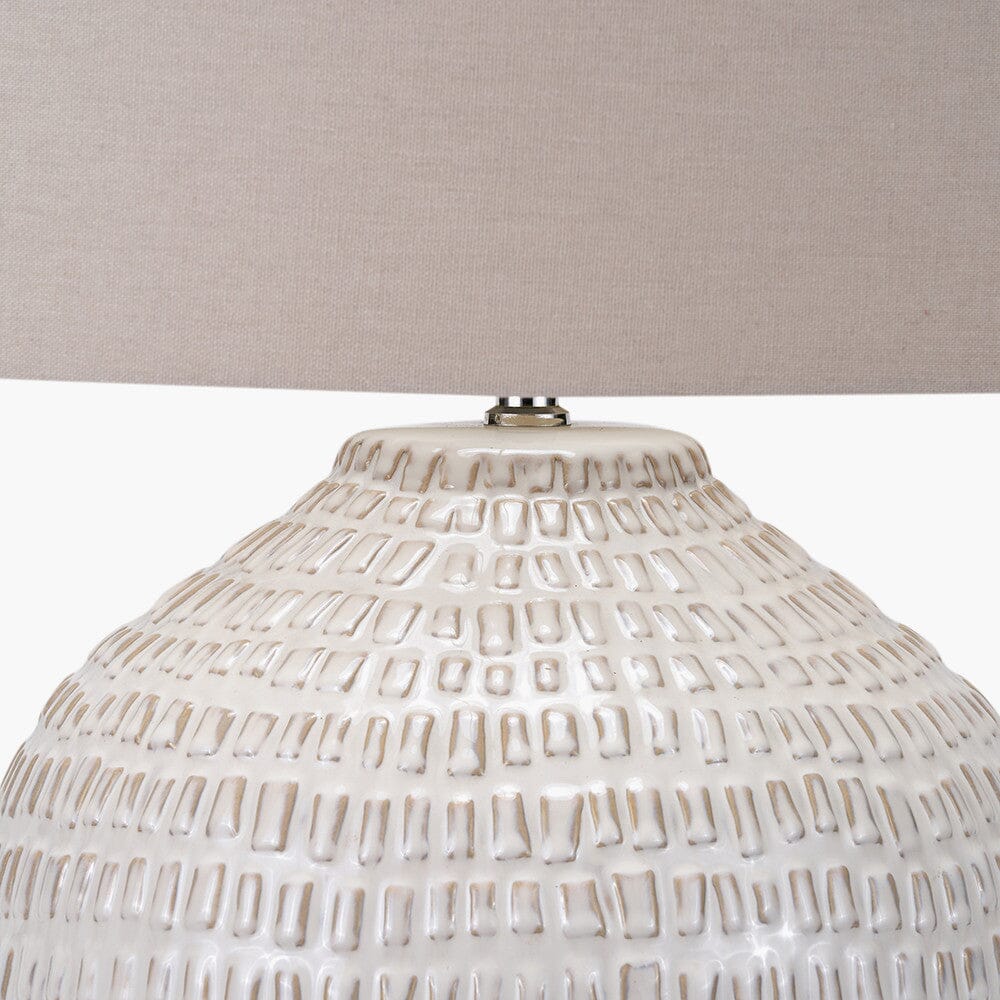 Ola Nautral Cermaic Linear Patterned Table Lamp Lighting 