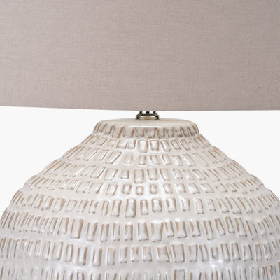 Ola Nautral Cermaic Linear Patterned Table Lamp Lighting 