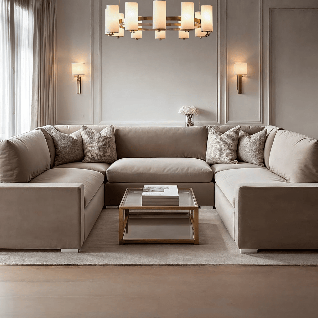 Olivia Mink Premium Large U Shaped Sofa