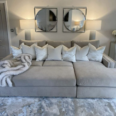 Olivia Premium Mink Sofa Range with Studs Sofa 