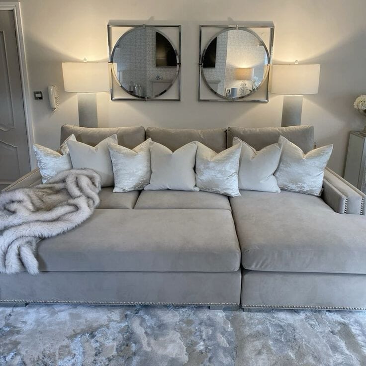 Olivia Premium Mink Sofa Range with Studs Sofa 