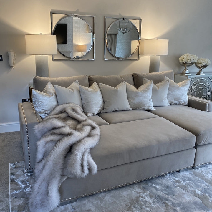 Olivia Premium Mink Sofa Range with Studs Sofa 