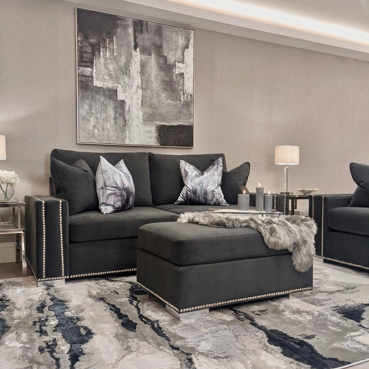 Olivia Premium Shadow Grey Sofa Range with Studs Sofa 