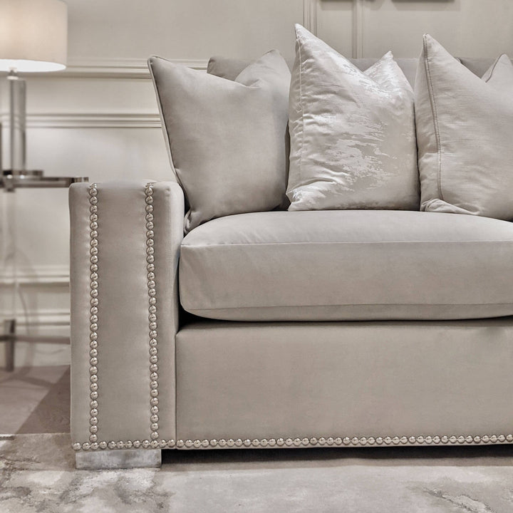 Olivia Premium Smoke Grey Sofa Range with Studs Sofa 