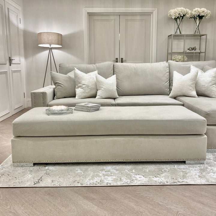Olivia Premium Smoke Grey Sofa Range with Studs Sofa Large Footstool 