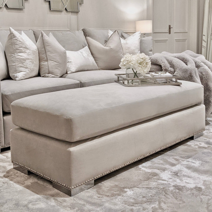 Olivia Premium Smoke Grey Sofa Range with Studs Sofa Medium Footstool 
