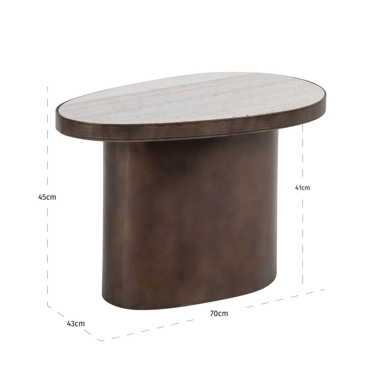 Ondine Bronze Oval Side Table with Marble Top Furniture 