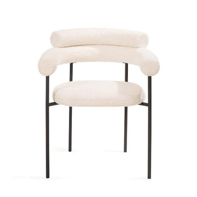 Ophelia Ivory Boucle Upholstered Dining Chair with Black Legs Furniture 