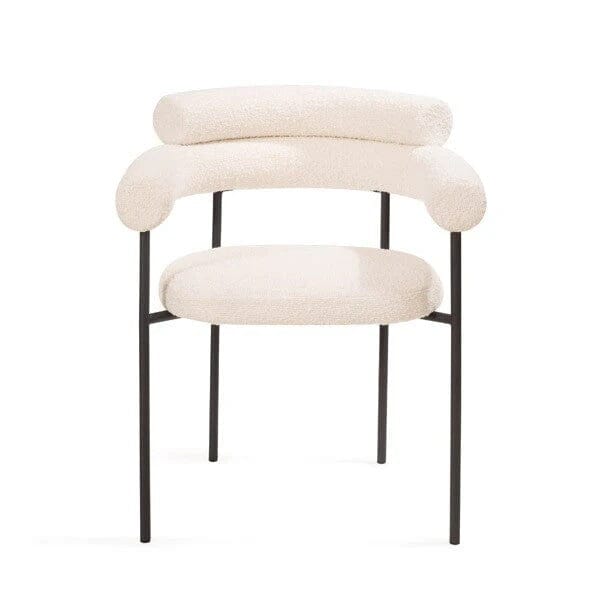 Ophelia Ivory Boucle Upholstered Dining Chair with Black Legs Furniture 