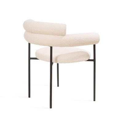 Ophelia Ivory Boucle Upholstered Dining Chair with Black Legs Furniture 