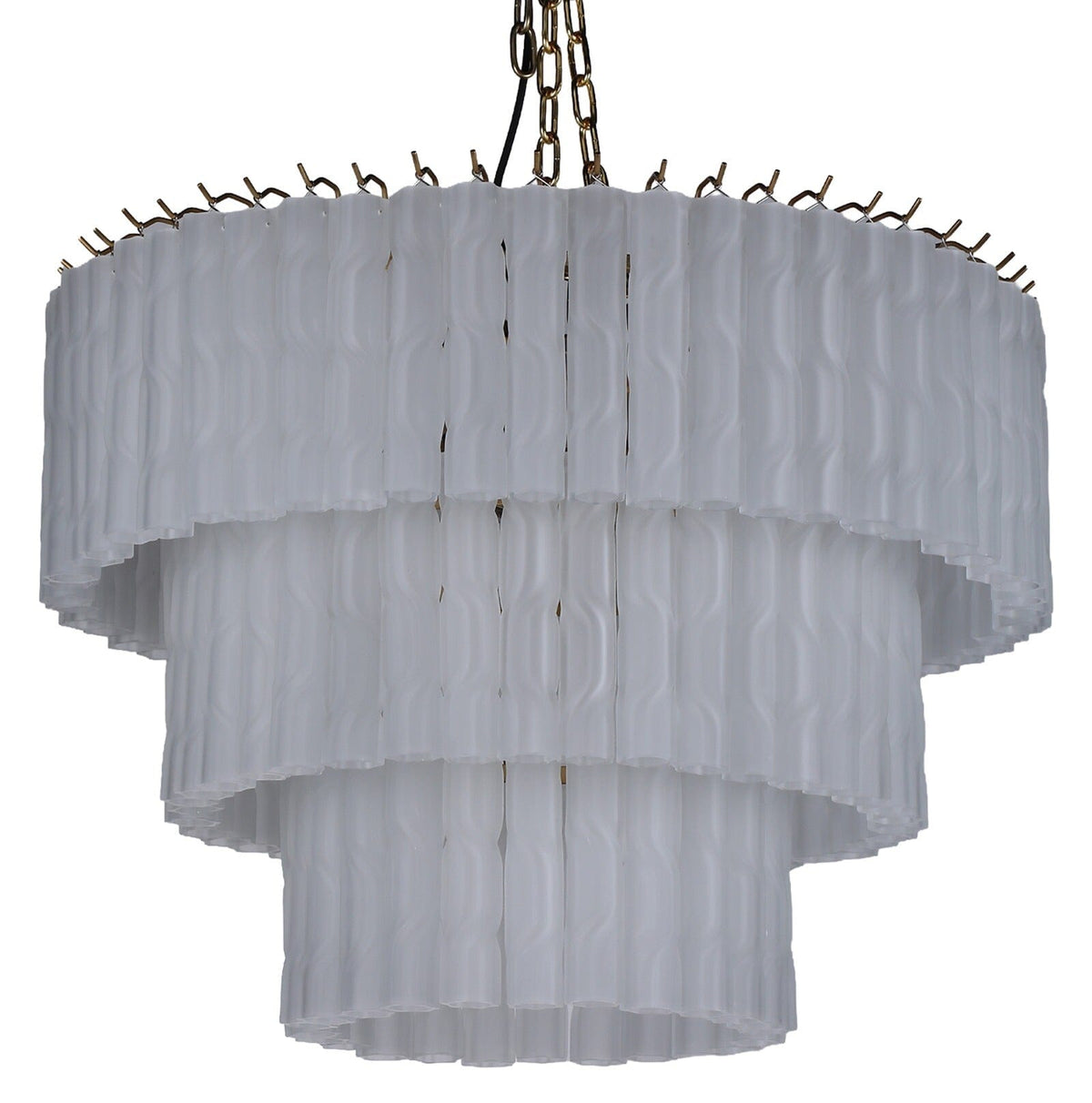 Ophelia Large Luxury Frosted Glass 3 Tier Chandelier Lighting 