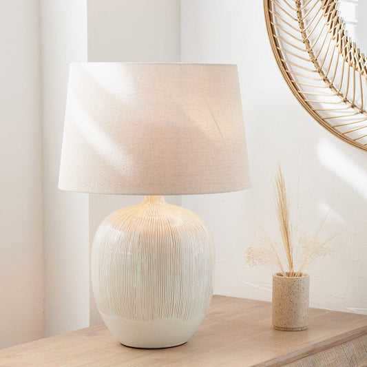 Opulence Cream Textured Ceramic Table Lamp Lighting 