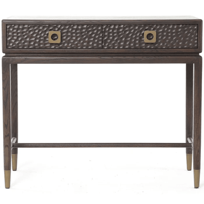 Osmund Dark Hammered Oak Effect 2 Drawer Console Table Furniture 