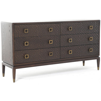 Osmund Dark Hammered Oak Effect 6 Drawer Chest Furniture 