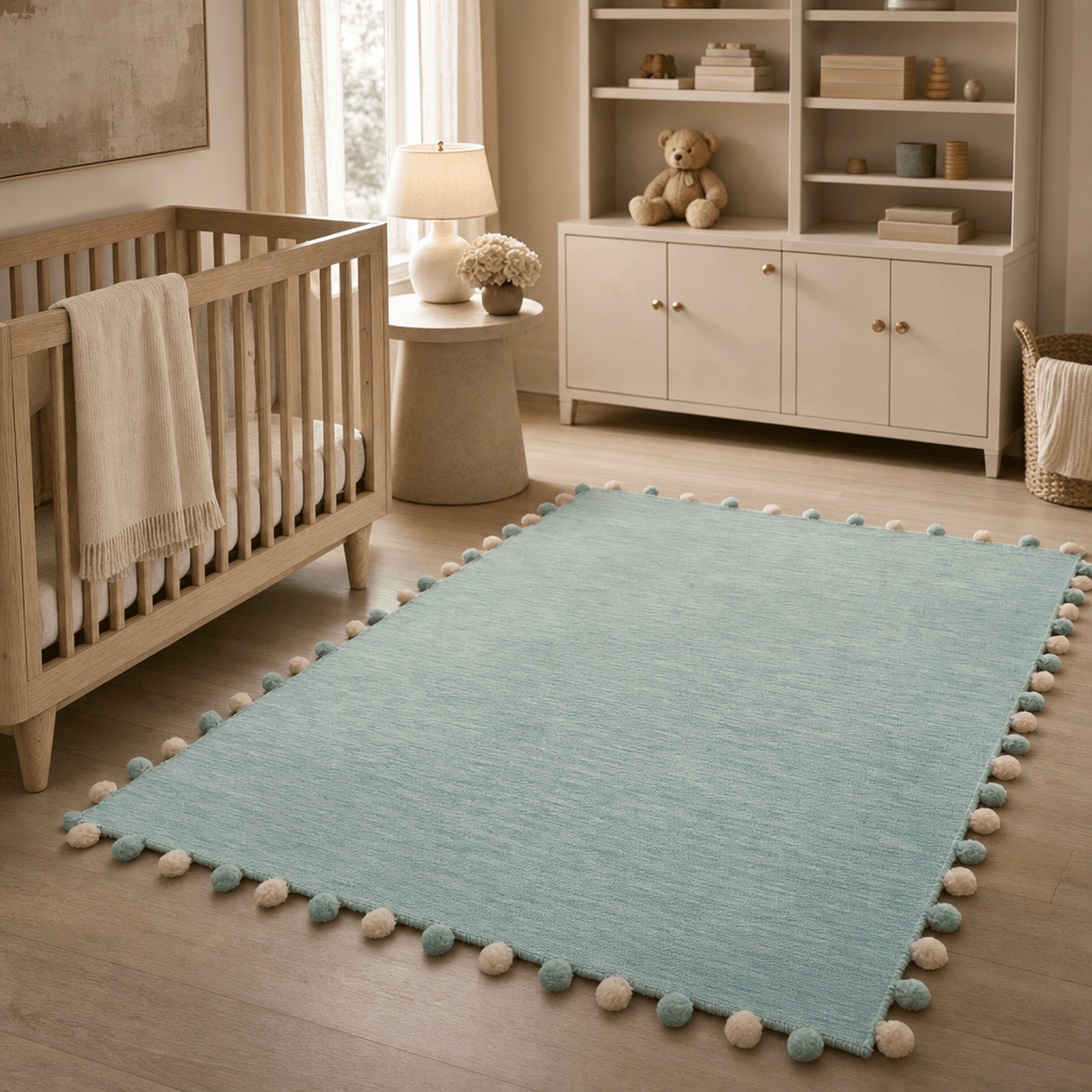 Ottilia Blue Bobbled Edge Rug Textiles 