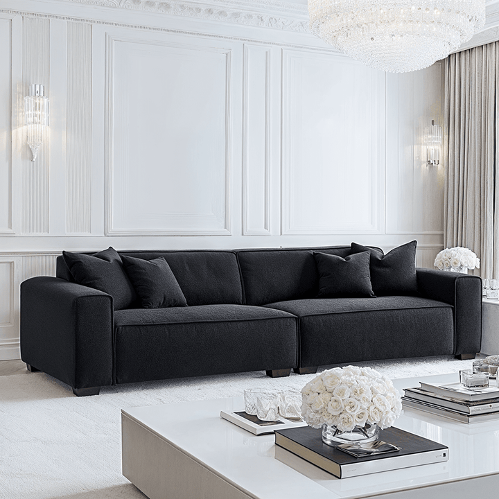 Ottilie Charcoal Boucle 4 Seater Sofa with Footstool Sofa 