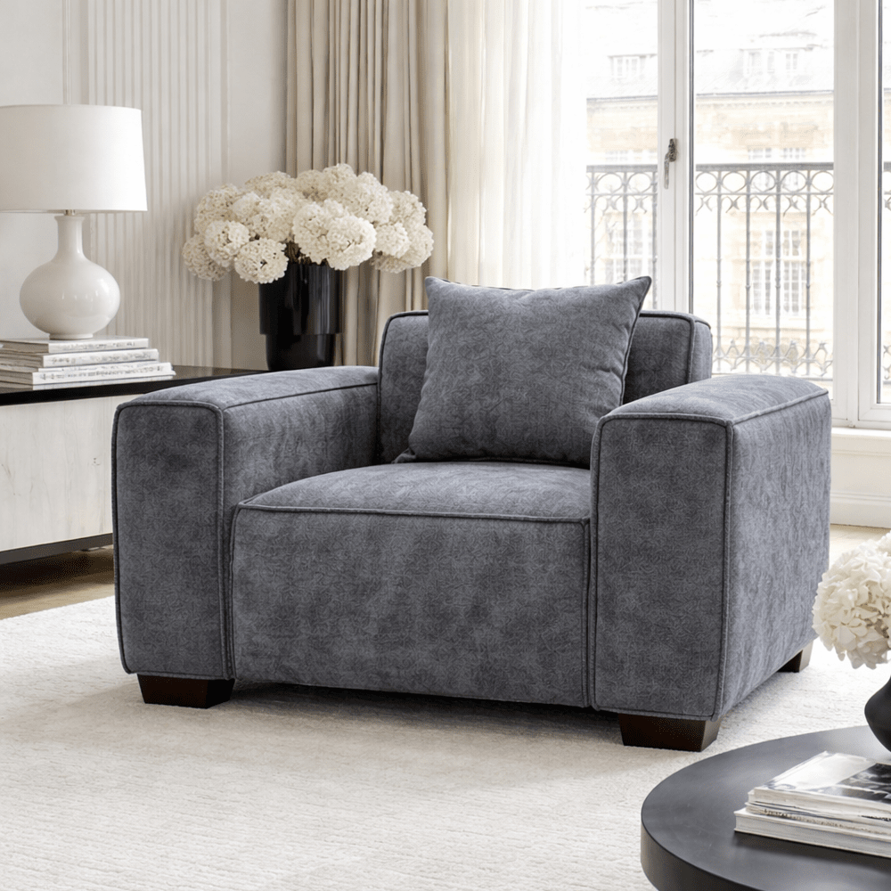 Ottilie Charcoal Boucle Armchair Sofa 