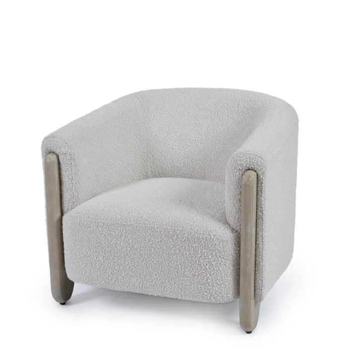 Ovela Cream Boucle Armchair with Oak Legs Furniture 
