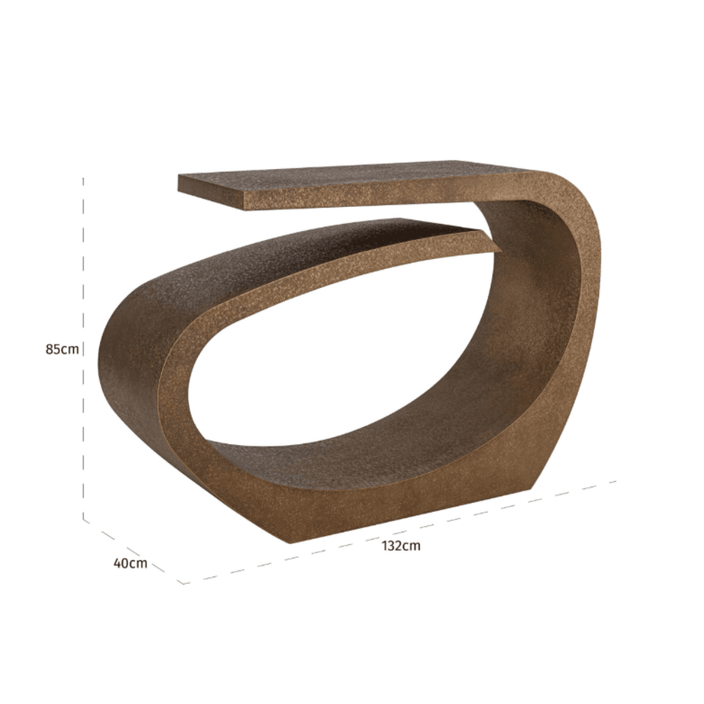 Oville Brushed Gold Abstract Console Table Furniture 