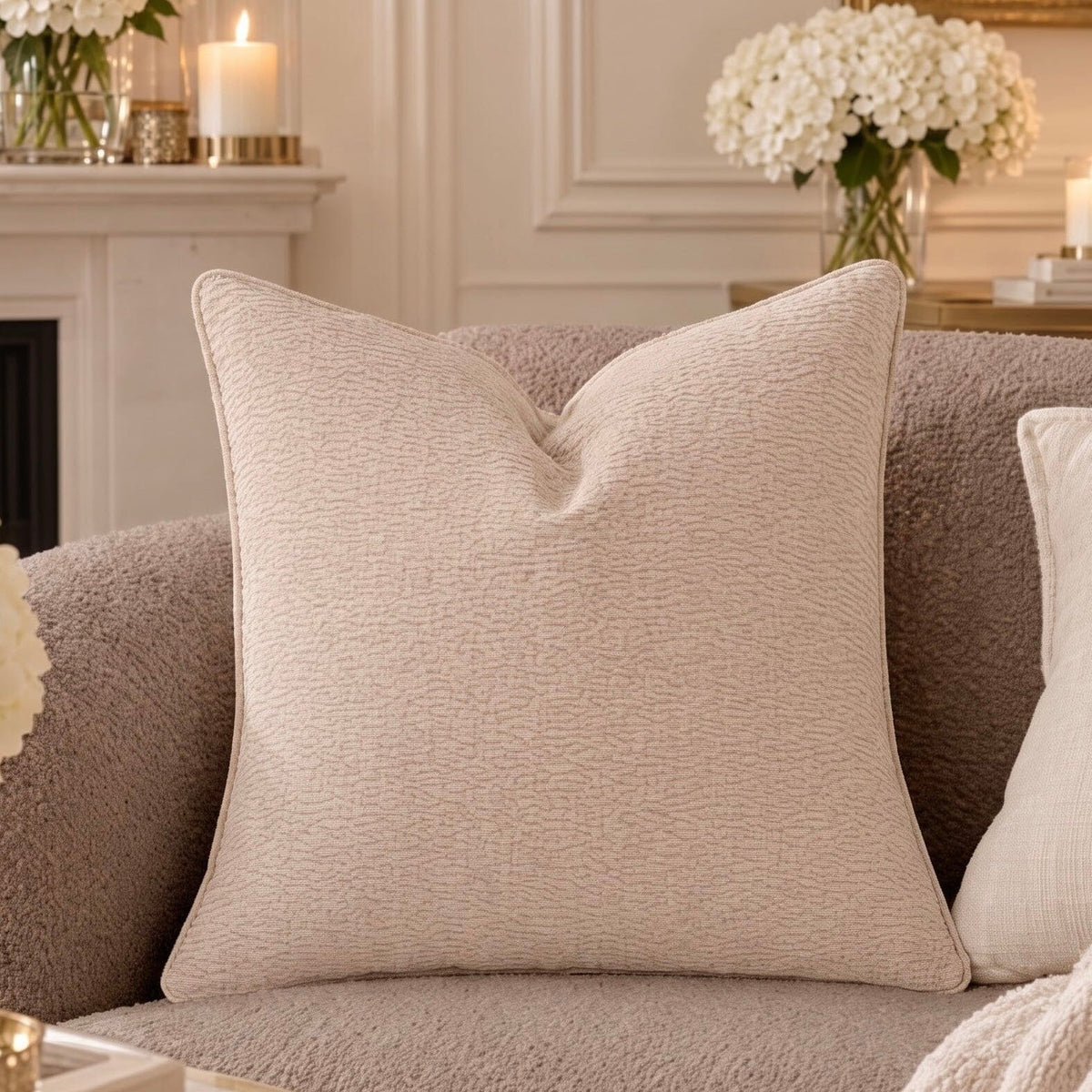 Paige Beige Woven Textured Cushion Cover - 50x50cm Textiles 
