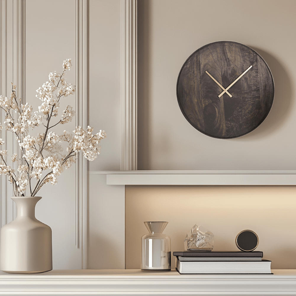 Palermo Medium Brown Mango Wood Wall Clock Accessories 