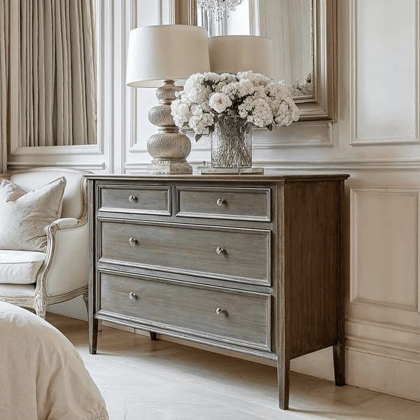 Palma Grey Washed Wood 4 Drawer Chest Furniture 