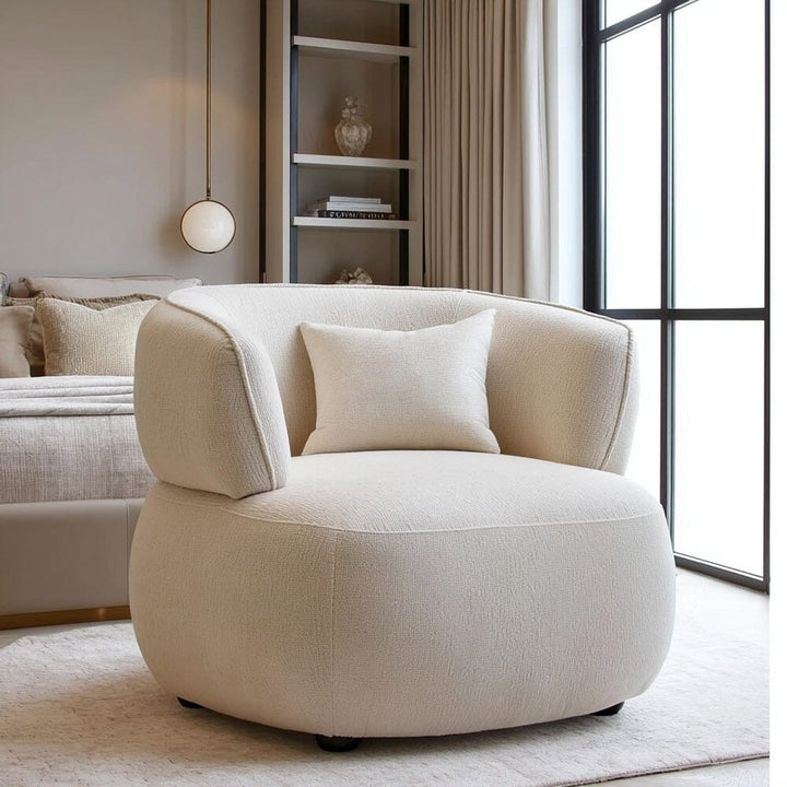 Paloma Ivory Chenille Curved Accent Chair Furniture 