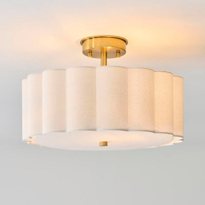 Pandora Cream & Gold Flush Ceiling Light Lighting 