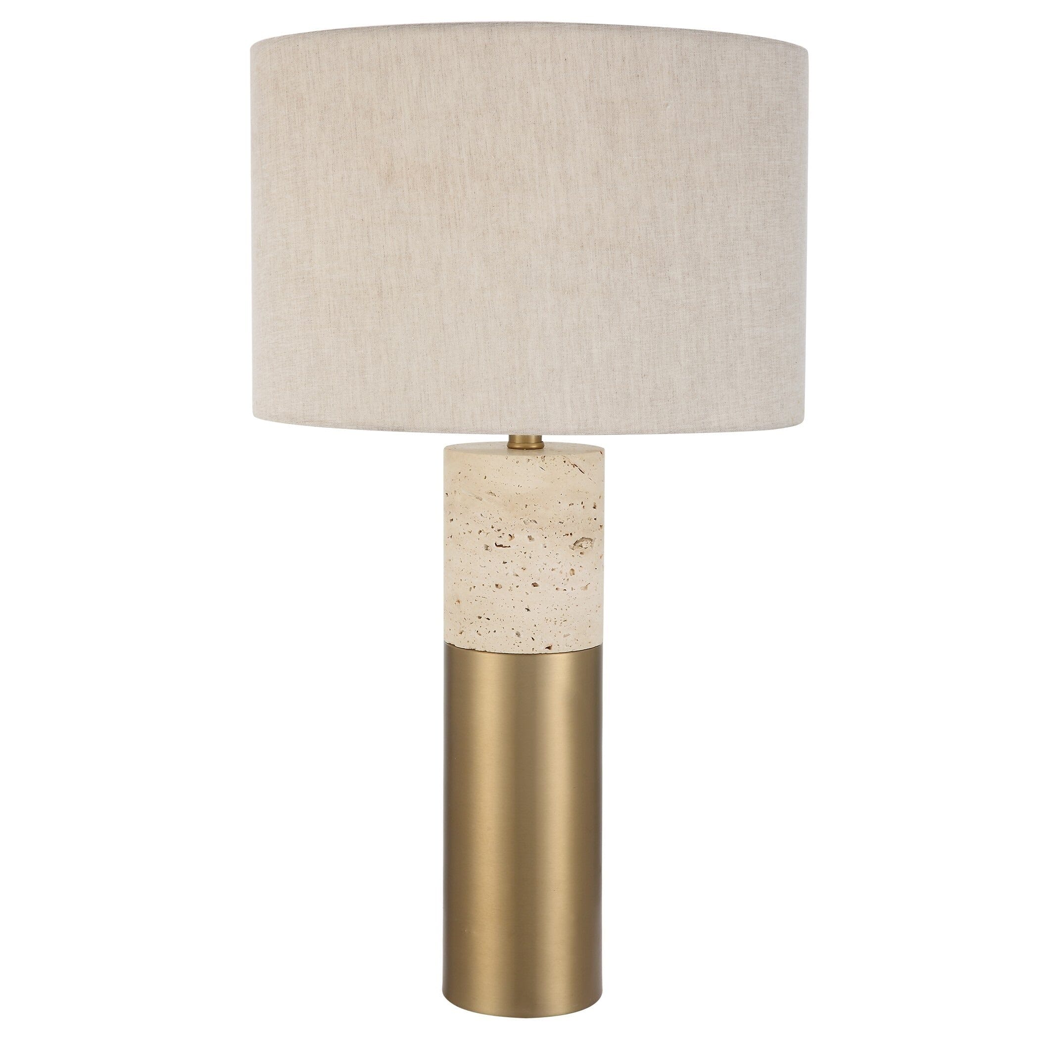 Panna Gold & Stone Table Lamp with Linen Shade Lighting 