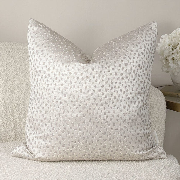 Panthera Chalk Abstract Cream & Taupe Spotted Cushion 50 x 50cm Textiles 