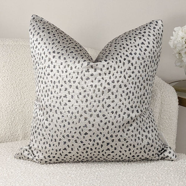 Panthera Stone Abstract Grey & Charcoal Spotted Cushion - 50 x 50cm Textiles 
